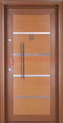 Коричневая входная дверь c МДФ панелью ЧД-33 в частный дом в Иваново