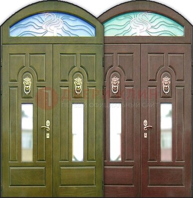 Стальная арочная дверь со стеклом ДА-17 для монолитного дома в Иваново