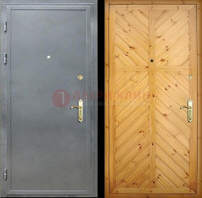 Серая металлическая дверь с евровагонкой ДЕ-12 в Иваново