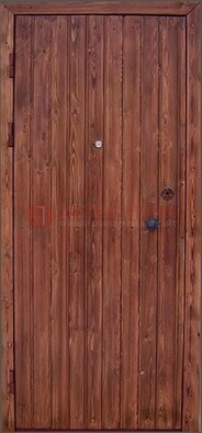 Коричневая железная дверь с евровагонкой ДЕ-18 в Иваново