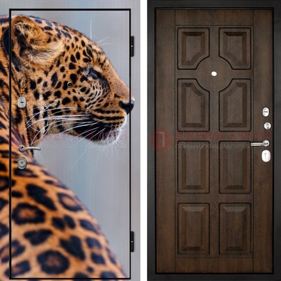 Металлическая дверь с фотопечатью леопарда ДФ-26 в Иваново