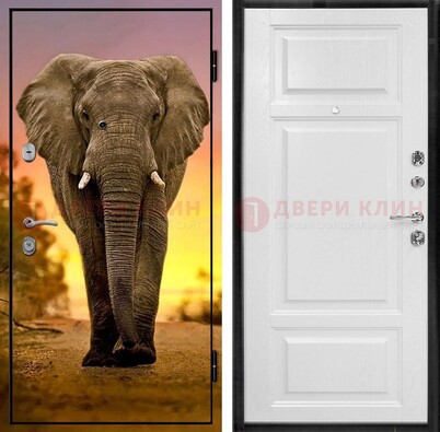 Металлическая дверь с фотопечатью слона ДФ-30 в Иваново