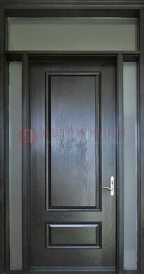 Черная металлическая дверь с фрамугами и стеклом ДФГ-24 в Иваново