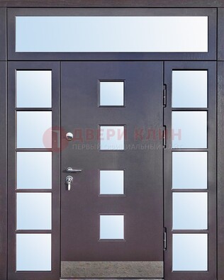Современная железная дверь со стеклом и фрамугами ДФГ-4 в Иваново