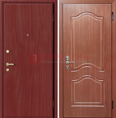 Красная металлическая дверь с ламинатом МДФ внутри ДЛ-8 в Иваново