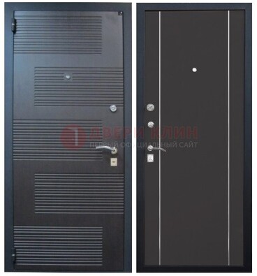 Темная металлическая дверь с МДФ ДМ-105 в деревянный дом в Иваново