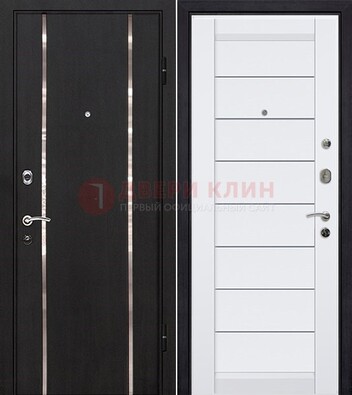 Черная входная дверь с МДФ и декоративными вставками ДМ-143 в Иваново