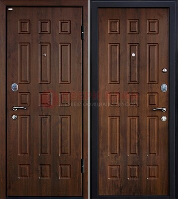 Коричневая металлическая дверь с МДФ ДМ-156 для квартиры в Курске