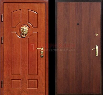 Оранжевая стальная дверь с МДФ ламинат внутри ДМ-18 в квартиру в Иваново
