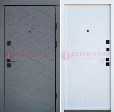 Серая металлическая дверь МДФ с узором  ДМ-224 в Иваново