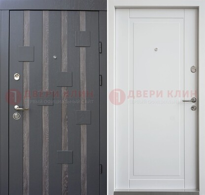 Темная металлическая дверь c белом МДФ внутри ДМ-231 в Иваново