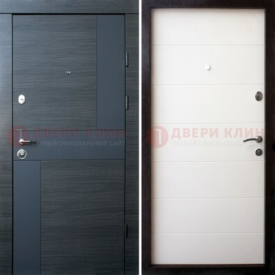 Черная стальная дверь c МДФ в молочном цвете ДМ-235 в Иваново