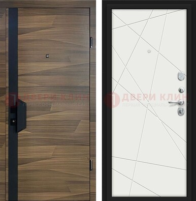 Стальная коричневая дверь МДФ c черной вставкой ДМ-267 в Иваново