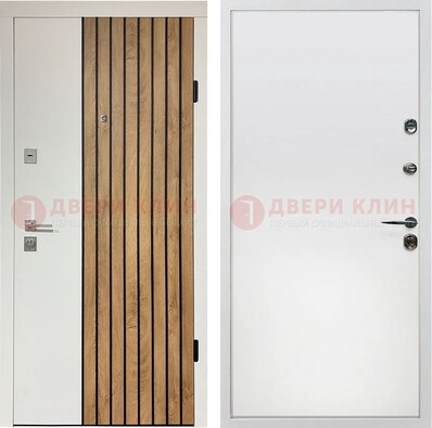 Белая с коричневой вставкой филенчатая дверь МДФ ДМ-278 в Иваново