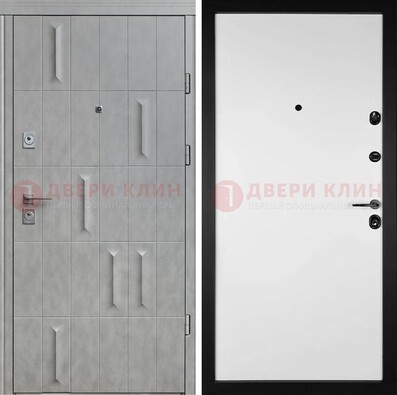 Серая стальная дверь с рисунком МДФ и внутри Белый ясень ДМ-280 в Иваново