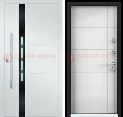 Металлическая дверь в белом цвете с МДФ ДМ-323 в Иваново