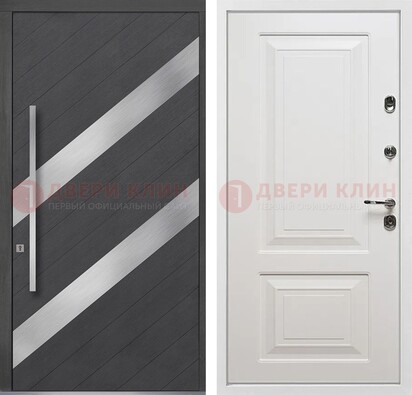 Серая входная дверь МДФ с металлическими вставками ДМ-325 в Иваново