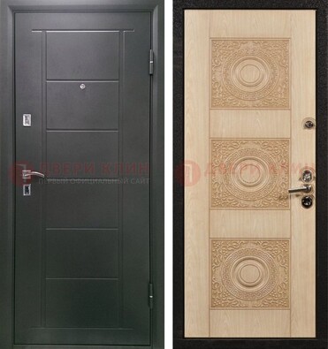 Темная железная дверь с МДФ в квартиру ДМ-344 в Иваново