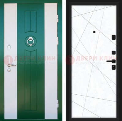 Зеленая железная дверь с панелями МДФ ДМ-369 в Иваново