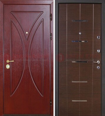 Темно-красная железная дверь с МДФ ДМ-370 в Иваново