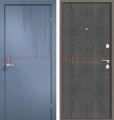 Синяя металлическая дверь МДФ в квартиру ДМ-434 в Иваново