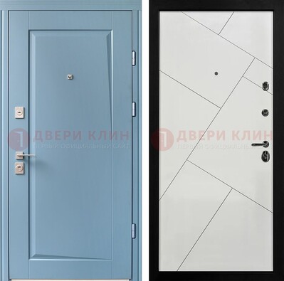 Синяя железная дверь с МДФ панелями ДМ-491 в Иваново