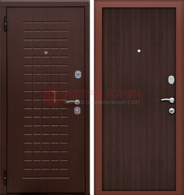 Коричневая металлическая дверь с МДФ ДМ-78 в квартиру в Иваново