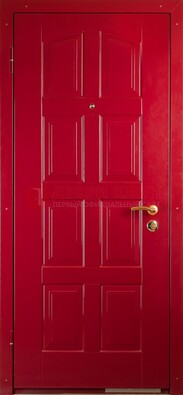 Красная стальная дверь с МДФ с рисунком ДМ-94 в квартиру в Иваново