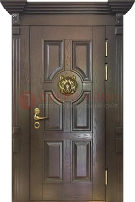 Коричневая металлическая дверь с массивом дуба ДМД-50 в Иваново