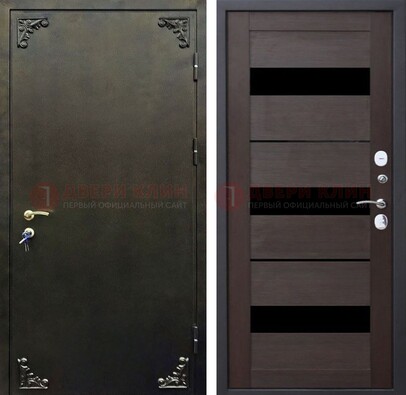 Темная входная дверь с порошковым покрытием и МДФ со стеклом ДП-236 в Иваново
