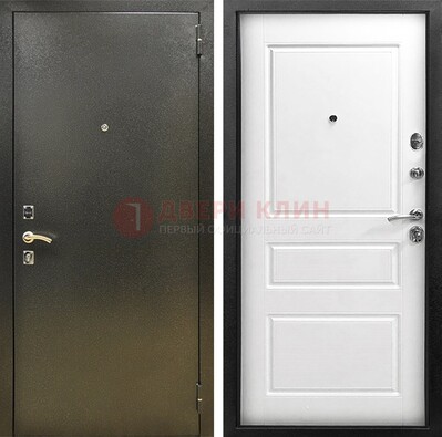 Входная дверь Темное серебро с порошковым напылением и белой МДФ ДП-272 в Иваново