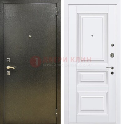 Железная темно-серая дверь с порошковым напылением и белой МДФ ДП-274 в Иваново