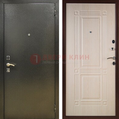 Стальная темно-серая дверь с порошковым напылением и МДФ Белый дуб ДП-277 в Иваново