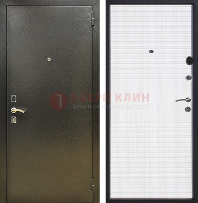 Стальная темно-серая дверь с порошковой отделкой и МДФ Белый ясень ДП-279 в Иваново