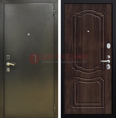 Темно-серая железная дверь с порошковым покрытием и коричневой МДФ ДП-288 в Иваново