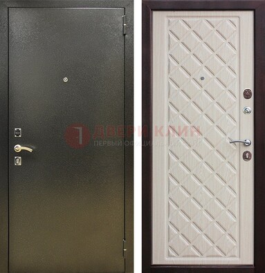 Темно-серая железная дверь с порошковым покрытием и филенчатой МДФ ДП-289 в Иваново