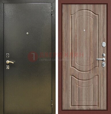 Темно-серая входная дверь с порошковым покрытием и коричневая МДФ ДП-290 в Иваново