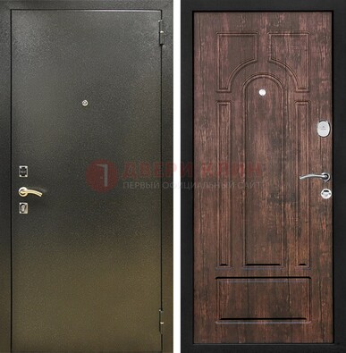 Темно-серая металлическая дверь с порошковым покрытием и МДФ коричневая ДП-292 в Иваново