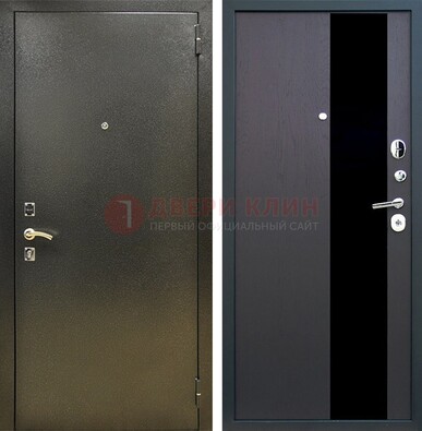 Входная темная дверь с порошковым покрытием и МДФ со стеклом ДП-294 в Иваново