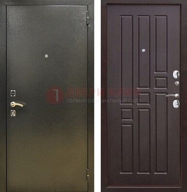 Входная темно-серая дверь с порошковым напылением и коричневой МДФ ДП-301 в Иваново