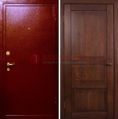 Красная железная дверь с порошковым окрасом ДП-58 в Иваново