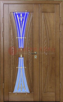 Коттеджная парадная дверь со стеклянными вставками и ковкой ДПР-26 в Иваново