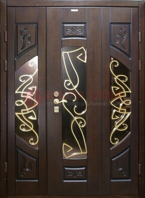 Парадная дверь со стеклом и ковкой ДПР-1 в каркасный дом в Иваново