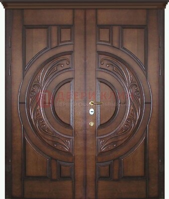 Утепленная коричневая стальная парадная дверь ДПР-51 в Иваново