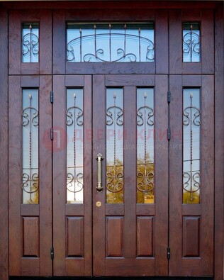Парадная дверь с прямоугольными стеклянными вставками ДПР-5 для частного дома в Иваново