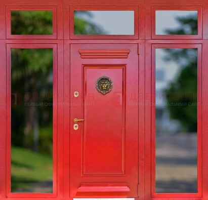 Красная парадная дверь для частного дома ДПР-88 в Иваново