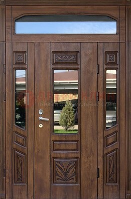 Парадная стальная дверь Винорит со стеклом и резьбой ДПР-97 в Иваново