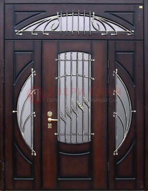 Парадная дверь со стеклянными вставками и ковкой ДПР-9 для улицы в Иваново