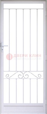 Белая стальная решетчатая дверь с волютами ДР-30 в Иваново