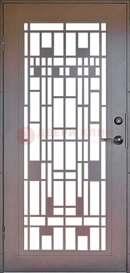 Коричневая стальная решетчатая дверь с узором ДР-4 в Иваново